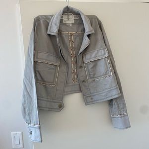 NWOT M Anthropologie Linen Blend light green jacket